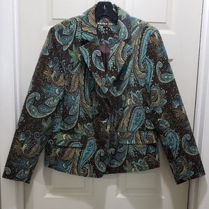 Dalia Multi Color Paisley Print Button Blazer